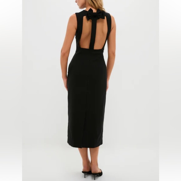 NWT HYACINTH HOUSE Black Open Back Bow Ambrose Midi Dress Small 5494 - Picture 1 of 13